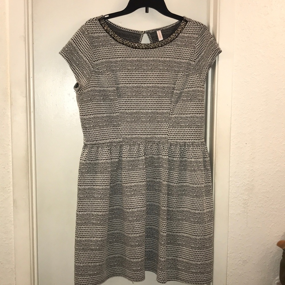 Black and White Dress with beaded collar